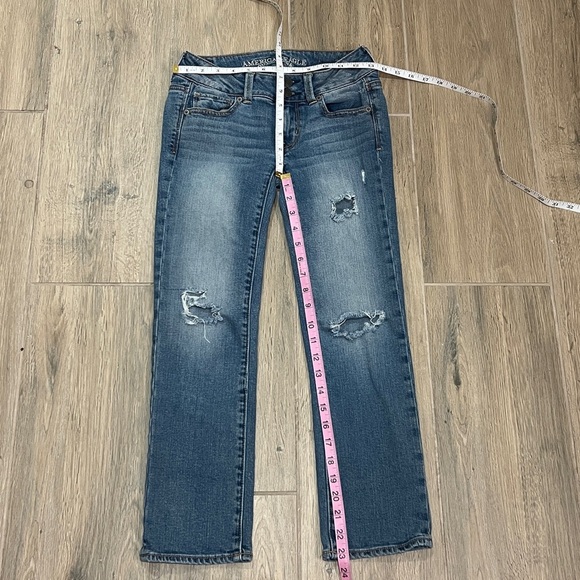 American Eagle Jeans Artist Crop Distressed Stretch AE Y2K Straight Boot Vintage - Picture 6 of 12